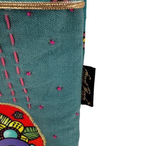 Laurel Burch Cross Body Bag NEW Cat Art To Wear Green Purse 9.5 x 12 in Cat Lady - Picture 5 of 11